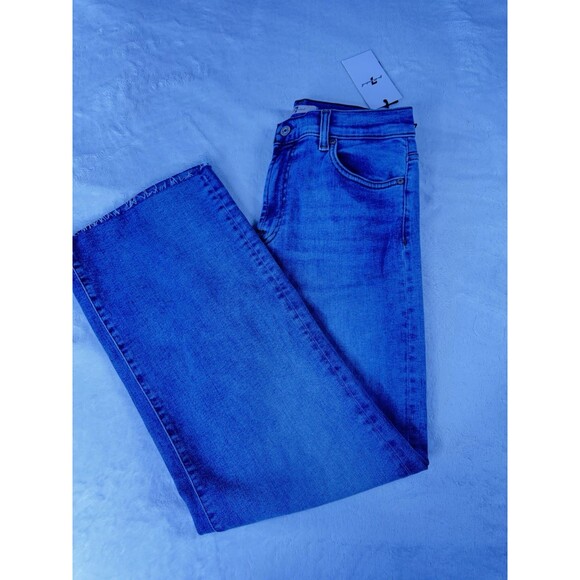 7 FOR ALL MANKIND ALEXA CROPPED TROUSER HIGH WAIST JEANS IN POLAR SKY Size27 - Picture 3 of 16